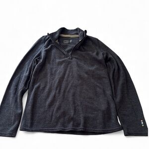 Smartwool Charcoal Quarter-Zip Pullover Colorful Trim,Kids, Merino 250,Size L